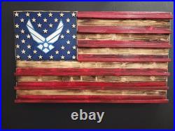US Air Force Challenge Coin Display Holder Shelf Handmade Wood Rustic Flag Gift