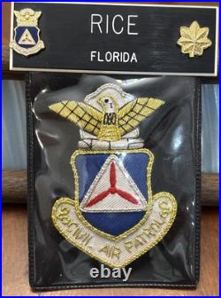 US Air Force Civil Air Patrol Major Patch Pin Gold Tone Oak Leaf Name Tag Medal