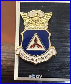 US Air Force Civil Air Patrol Major Patch Pin Gold Tone Oak Leaf Name Tag Medal