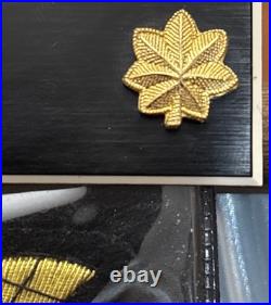 US Air Force Civil Air Patrol Major Patch Pin Gold Tone Oak Leaf Name Tag Medal