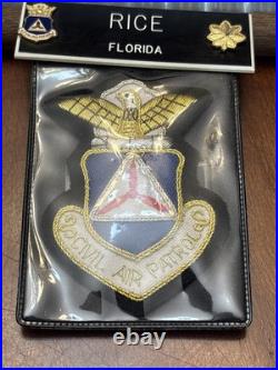 US Air Force Civil Air Patrol Major Patch Pin Gold Tone Oak Leaf Name Tag Medal
