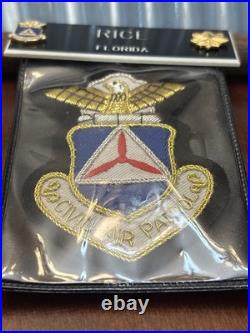 US Air Force Civil Air Patrol Major Patch Pin Gold Tone Oak Leaf Name Tag Medal