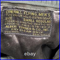 US Air Force Flyers Coveralls Mens Small Regular Green 60s Flight Cold Weather