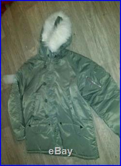 US Air Force Military N-3B Extreme Cold Weather Snorkel Parka Coat Hood Large L