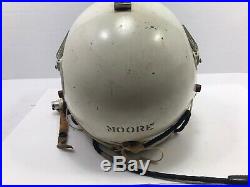 US Air Force USAF P-4A Pilot Flight Helmet White Visor Mic Cord and oxygen mask