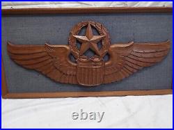 US Air Force Wooden Hand Carved Command Pilot Wings USAF Award Badge Emblem