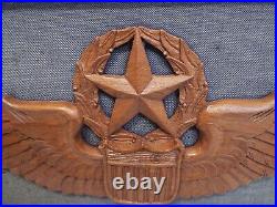 US Air Force Wooden Hand Carved Command Pilot Wings USAF Award Badge Emblem