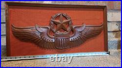 US Air Force Wooden Hand Carved Command Pilot Wings USAF Award Badge Emblem