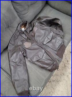 US Military Avirex Type A-2 Brown Leather AF Flight Bomber Jacket 42R Used Nice