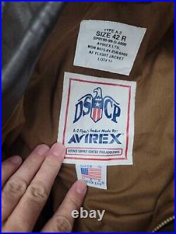 US Military Avirex Type A-2 Brown Leather AF Flight Bomber Jacket 42R Used Nice