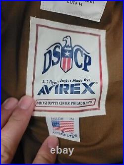 US Military Avirex Type A-2 Brown Leather AF Flight Bomber Jacket 42R Used Nice