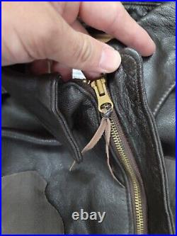 US Military Avirex Type A-2 Brown Leather AF Flight Bomber Jacket 42R Used Nice