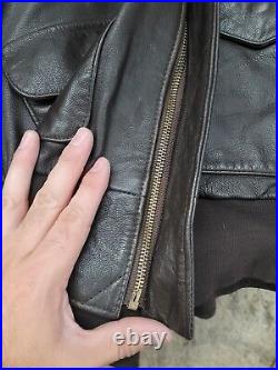 US Military Avirex Type A-2 Brown Leather AF Flight Bomber Jacket 42R Used Nice