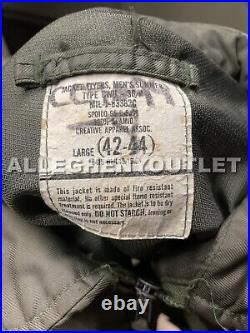 US Military USAF Men's CWU-36/P Summer Flyer's Jacket, Sage, LARGE (42-44), VGC
