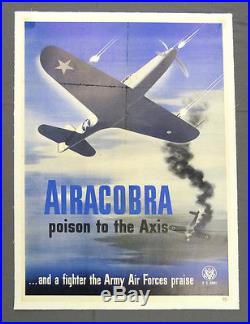 US WWII Army Air Forces Poster AIRACOBRA poison to the Axis Bell P-39 Dogfight