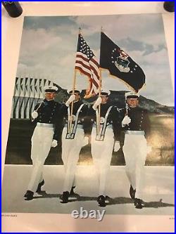 U. S. Air Force Academy Photo Poster. Cadet Color Guard. Vintage. Very Rare