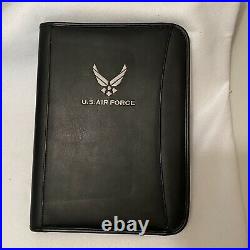 U. S. Air Force Black Leather Binder Professional Planner Notebook Zip Closure