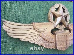 U. S. Air Force Command Pilot Wings One Of A Kind Carved Wood Framed Display Owne