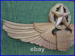 U. S. Air Force Command Pilot Wings One Of A Kind Carved Wood Framed Display Owne