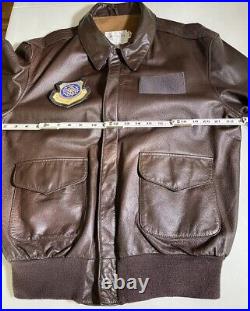U. S. Air Force Saddlery leather flight jacket 44L Mobile Air Command patch 1980s