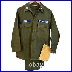 U. S. Air Force Uniform Vietnam Vintage Patched 1967 Green Laundry Slip USA US