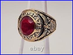 U. S Navy Ring Red Stone Gold Filled 18 Kt Size 10