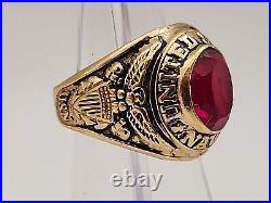 U. S Navy Ring Red Stone Gold Filled 18 Kt Size 10