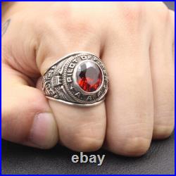 United States AAF Air Force Pilot Office WWII Military Ruby Stone Silver Ring