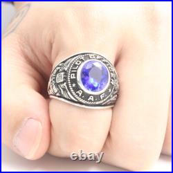 United States AAF Air Force Pilot Office WWII Military Stone Inlaid Silver Ring