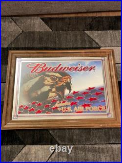 United States Air Force Budweiser Beer Mirror Bar Sign
