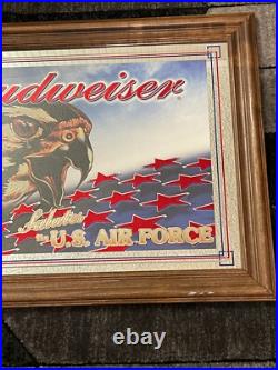 United States Air Force Budweiser Beer Mirror Bar Sign