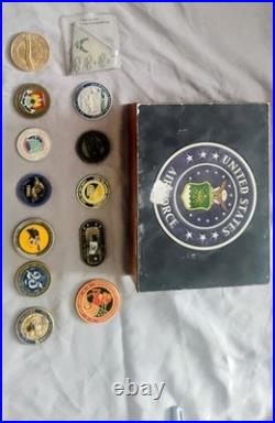 United States Air Force Challenge Coins & Pins with Display Box Militaria