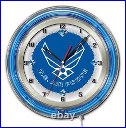 United States Air Force Clock with Double Neon Ring