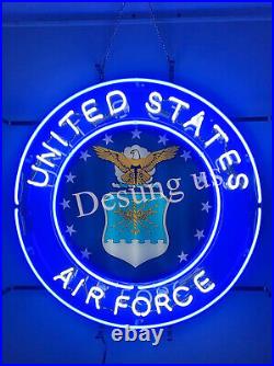 United States Air Force Lamp Light Neon Sign With HD Vivid Wall Bar 24x20