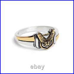 United States Air Force Military Women's Ring 14k Two Tone Gold Plated Valentine