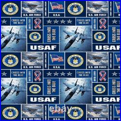 United States Air Force Print Fleece Fabric 60 Wide Sold by The Yard & Bolt