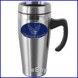 United States Air Force Wings 14 oz Stainless Steel Travel Mug with Handle Coffee