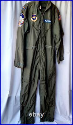 Usaf Flightsuit Flyers Coveralls Size 46 L Vintage 1972