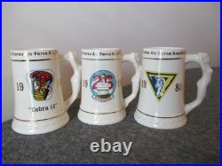 Usaf Steins/mugs 1980 (3) Cobra Snoopy Unicorn Army Hall Fame Ranger Estate