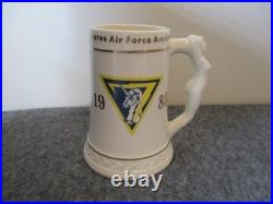 Usaf Steins/mugs 1980 (3) Cobra Snoopy Unicorn Army Hall Fame Ranger Estate