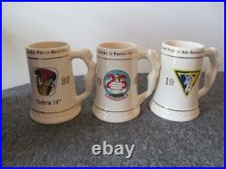 Usaf Steins/mugs 1980 (3) Cobra Snoopy Unicorn Army Hall Fame Ranger Estate