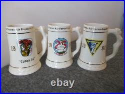 Usaf Steins/mugs 1980 (3) Cobra Snoopy Unicorn Army Hall Fame Ranger Estate