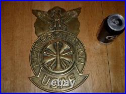 Usaf U. S. Air Force Fire Protection, 3-d Logo Emblem Wall Sign, Solid Metal