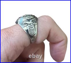 VINTAGE 1940'US Military USN Navy Ring Sterling With Black onyx Sz 9.5