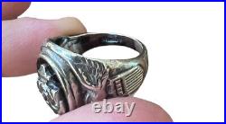 VINTAGE 1940'US Military USN Navy Ring Sterling With Black onyx Sz 9.5