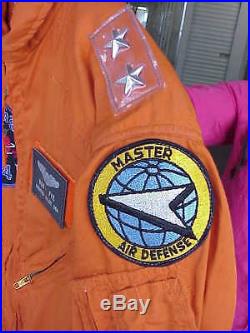 VINTAGE Circa 1974 Major General Orange Flight Suit with4 VINTAGE USAF Patches