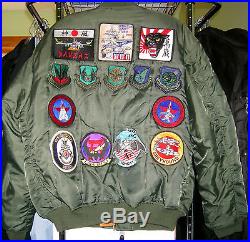 Vintage Usaf Flight Jacket Us Military Air Force Nylon Mens Bomber With Patches