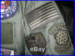 Vintage Usaf Flight Jacket Us Military Air Force Nylon Mens Bomber With Patches