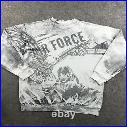 VINTAGE United States Air Force Sweatshirt Mens Large All Over Print Crewneck