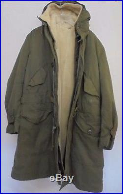 VTG 50s Korean War US Army USAF Fishtail Parka Coat Jacket With Wool Liner Small